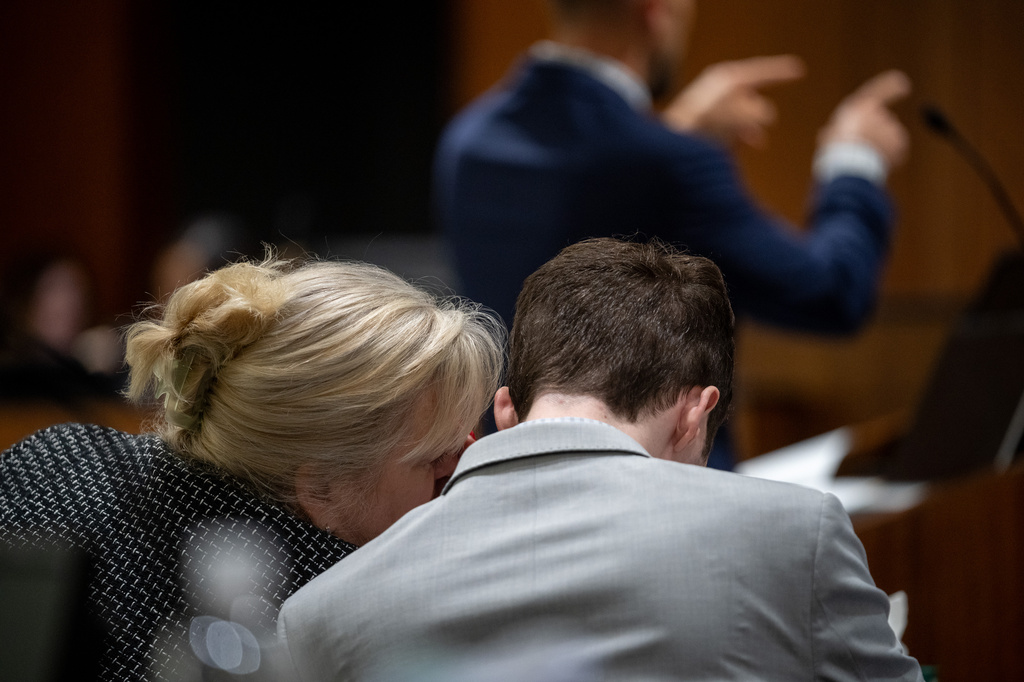 Defense attorney Kathryn Nester, left, talks to Tyler Robinson during a preliminary hearing in Fourth District Court for Robinson, who is accused of fatally shooting Charlie Kirk, in Provo, Utah, on Tuesday, July 7, 2026. (Trent Nelson/The Salt Lake Tribune via AP, Pool)