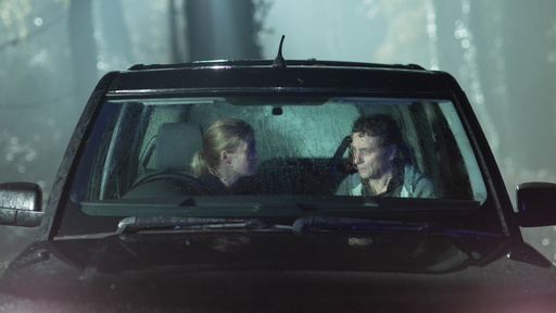 This image released by XYZ Films shows Rosamund Pike, left, and Matthew Rhys in a scene from "Hallow Road." (XYZ Films via AP) This image released by XYZ Films shows Rosamund Pike, left, and Matthew Rhys in a scene from "Hallow Road." (XYZ Films via AP)