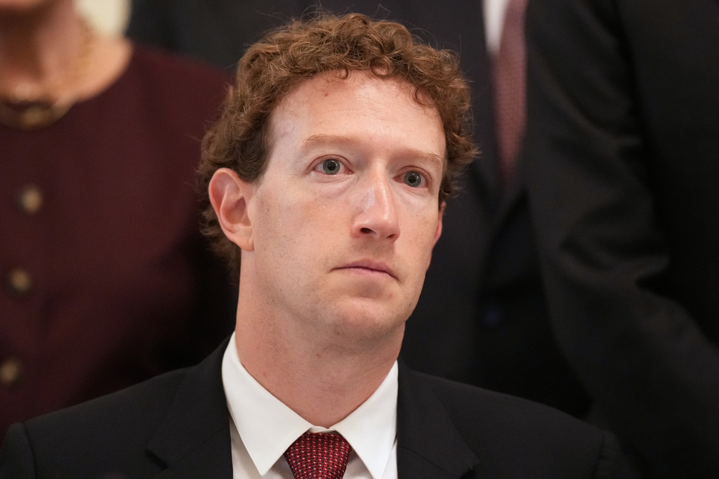 Meta CEO Mark Zuckerberg listens as President Donald Trump speaks in the East Room of the White House in Washington, Tuesday Sept. 29, 2026, during a meeting with top executives of AI firms. (AP Photo/Jacquelyn Martin)