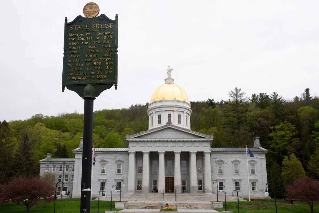 FILE - The Vermont state Capitol building is seen, May 8, 2025, in Montpelier, Vt. (AP Photo/Alex Driehaus, File)