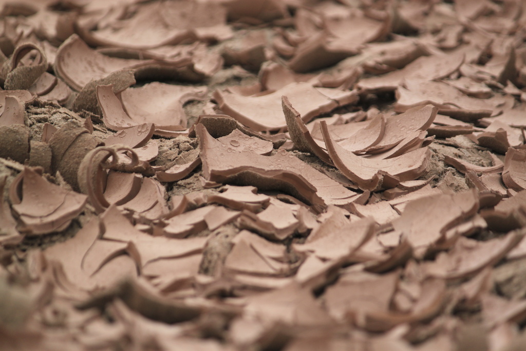 Curled and cracked mud lines the Rio Grande's dry riverbed in Albuquerque, N.M., on Thursday, Aug. 21, 2025. (AP Photo/Susan Montoya Bryan)