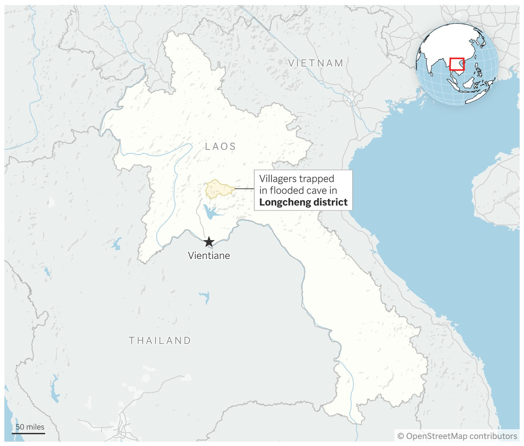 Map showing the location of Longcheng district in Laos. (AP Digital Embed)