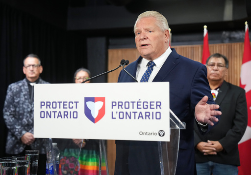 Ontario Premier Doug Ford speaks after signing an agreement with the Webequie First Nation at Queen's Park in Toronto on Wednesday, Oct. 29, 2025. (Nathan Denette/The Canadian Press via AP) Ontario Premier Doug Ford speaks after signing an agreement with the Webequie First Nation at Queen's Park in Toronto on Wednesday, Oct. 29, 2025. (Nathan Denette/The Canadian Press via AP)