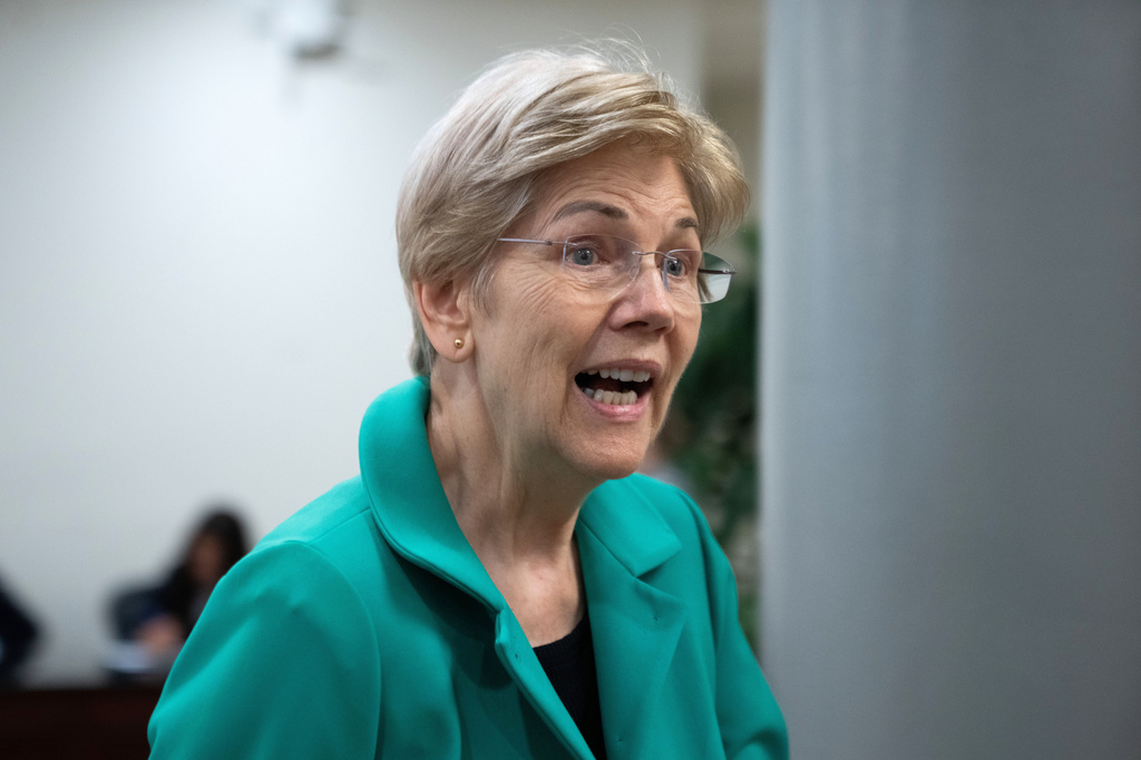 Sen. Elizabeth Warren, D-Mass., walks through the Capitol during votes in Washington, Thursday, July 16, 2026. (AP Photo/Allison Robbert)