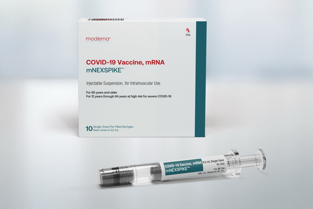This photo provided by Moderna in August 2025 shows a dose of the updated mNEXSPIKE COVID-19 vaccine. (Moderna via AP)