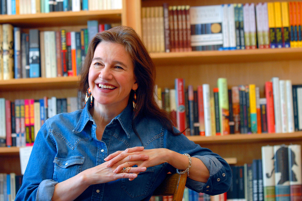 FILE - Author Louise Erdrich appears at her store BirchBark Books in Minneapolis, on May 16, 2008. (AP Photo/Dawn Villella, File)