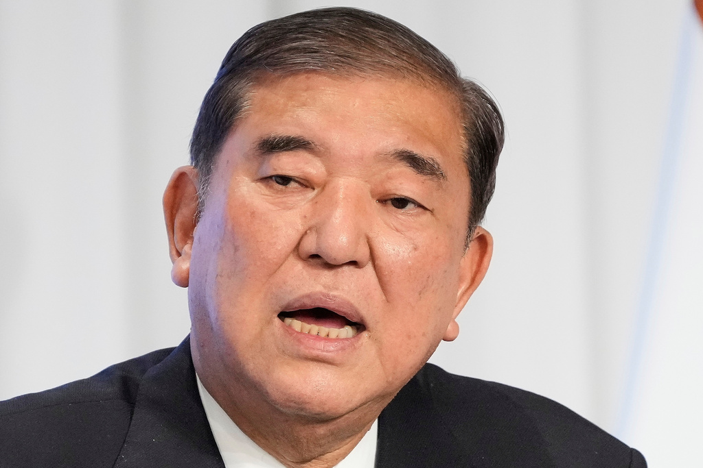FILE - Japanese Prime Minister Shigeru Ishiba delivers a speech during the Japan India Economic Forum in Tokyo Friday, Aug. 29, 2025. (AP Photo/Eugene Hoshiko, File)