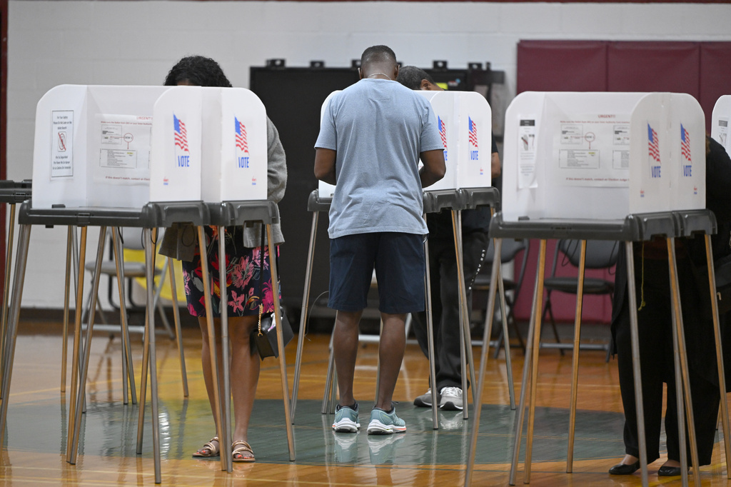 People cast their votes at the Upper Marlboro Community Center Tuesday,, June 23, 2026, in Upper Marlboro, Md. (AP Photo/Gail Burton)