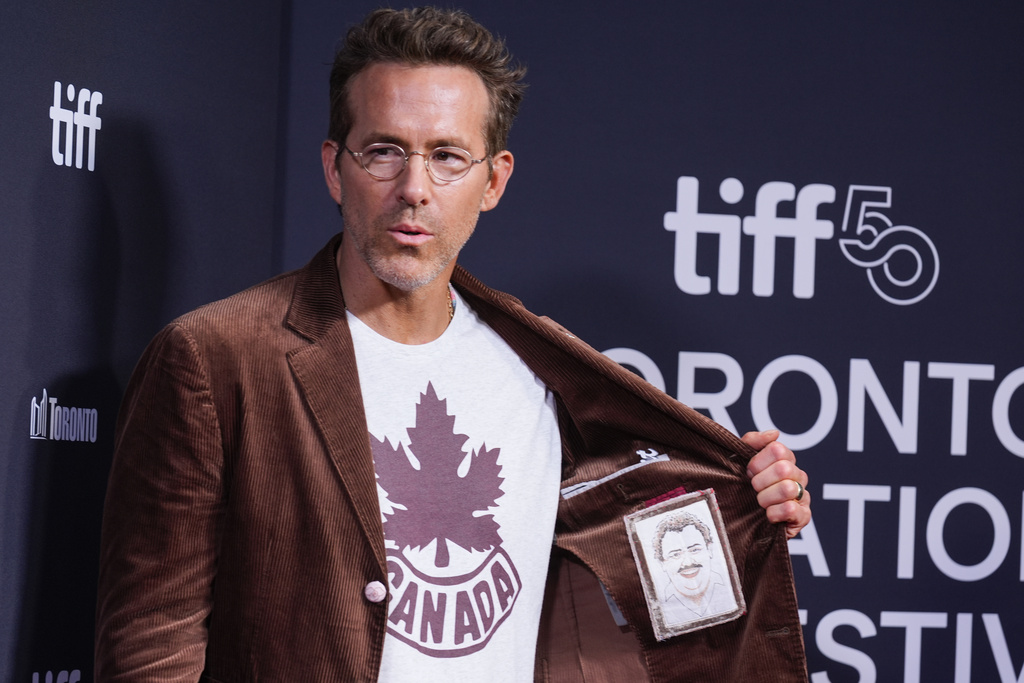 Ryan Reynolds attends the premiere of "John Candy: I Like Me" during the Toronto International Film Festival on Thursday, Sept. 4, 2025, at Roy Thomson Hall in Toronto. (AP Photo/Chris Pizzello)