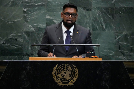 President of Guyana Mohamed Irfaan Ali addresses the 80th session of the United Nations General Assembly, Wednesday, Sept. 24, 2025, at U.N. headquarters. (AP Photo/Pamela Smith) President of Guyana Mohamed Irfaan Ali addresses the 80th session of the United Nations General Assembly, Wednesday, Sept. 24, 2025, at U.N. headquarters. (AP Photo/Pamela Smith)