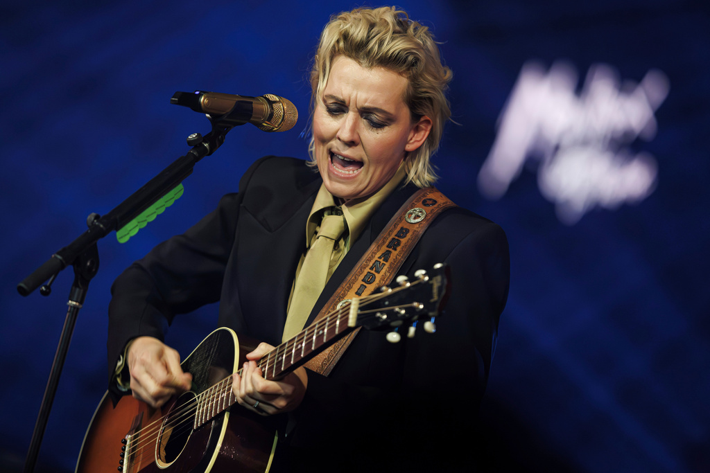 FILE - Singer Brandi Carlile from the U.S. performs on the Casino stage during the 59th Montreux Jazz Festival (MJF), in Montreux, Switzerland, Sunday, July 6, 2025. (Valentin Flauraud/Keystone via AP, File)