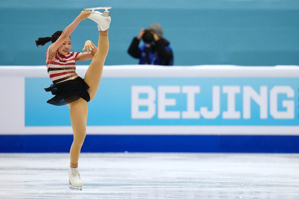 Ami Nakai, of Japan performs during the Women's Short Program at the ISU Four Continents Figure Skating Championships in Beijing, China, Thursday, Jan. 22, 2026. (AP Photo/Andy Wong)