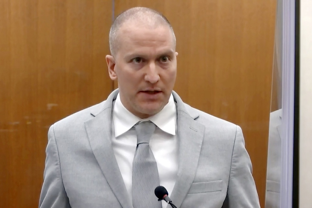 FILE In this June 25, 2021, file image taken from video, former Minneapolis police Officer Derek Chauvin addresses the court at the Hennepin County Courthouse in Minneapolis. (Court TV via AP, Pool, File)