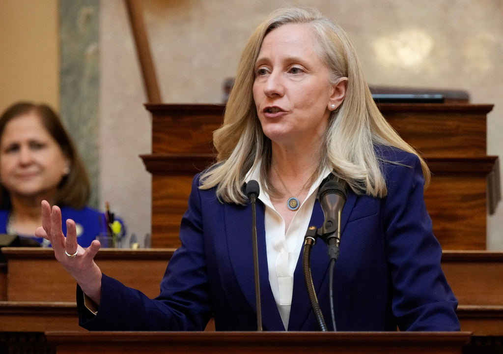 FILE - Virginia Gov. Abigail Spanberger delivers her State of the Commonwealth address before a joint session of the Virignia General Assembly at the Capitol, Jan. 19, 2026, in Richmond, Va. (AP Photo/Steve Helber, File)