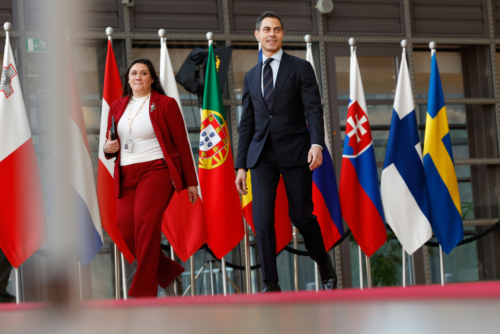 Netherland's Prime Minister Rob Jetten arrives for the EU summit at the European Council building in Brussels, Thursday, March 19, 2026. (AP Photo/Geert Vanden Wijngaert)