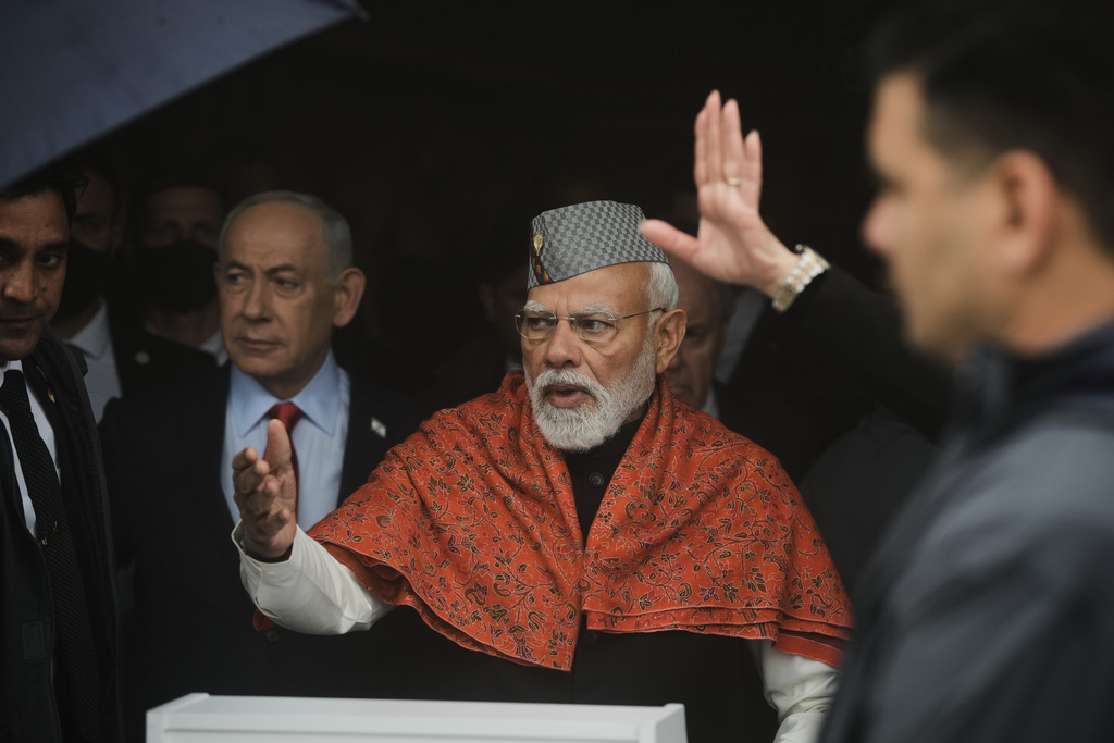 Indian Prime Minister Narendra Modi and Israel's Prime Minister Benjamin Netanyahu during his visit in the Yad Vashem Holocaust Memorial Museum in Jerusalem, Thursday, Feb. 26, 2026. (AP Photo/Leo Correa)