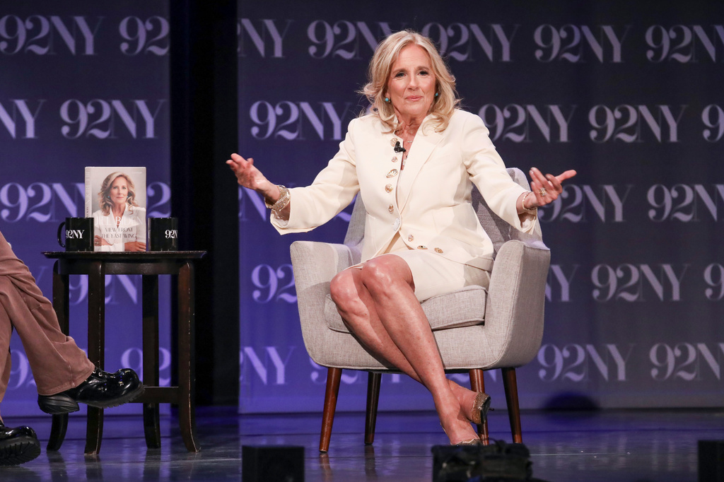 Educator and former First Lady of the United States Jill Biden in conversation at The 92nd Street Y on Tuesday, June 2, 2026, in New York. (Photo by Andy Kropa/Invision/AP)