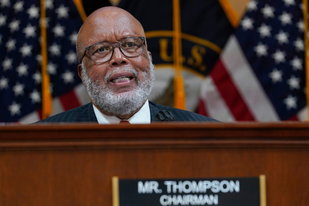 FILE - Chairman Rep. Bennie Thompson, D-Miss., speaks as the House select committee investigating the Jan. 6, 2021, attack on the Capitol holds a hearing at the Capitol in Washington, Thursday, June 16, 2022. (AP Photo/Susan Walsh)