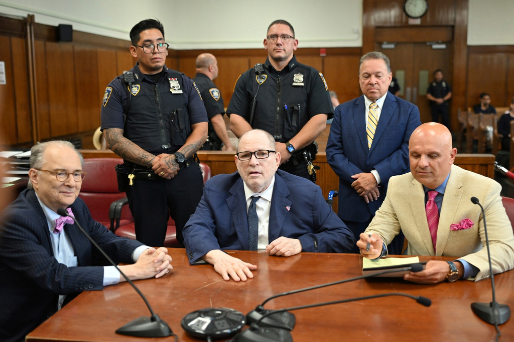 FILE - Harvey Weinstein appears in state court in Manhattan to be sentenced on his sexual assault conviction, Aug. 13 2025, in New York. (Curtis Means/Pool Photo via AP, File)