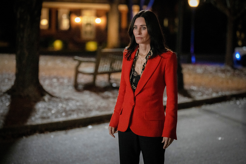 This image released by Paramount Pictures shows Courteney Cox in a scene from "Scream 7." (Paramount Pictures via AP)