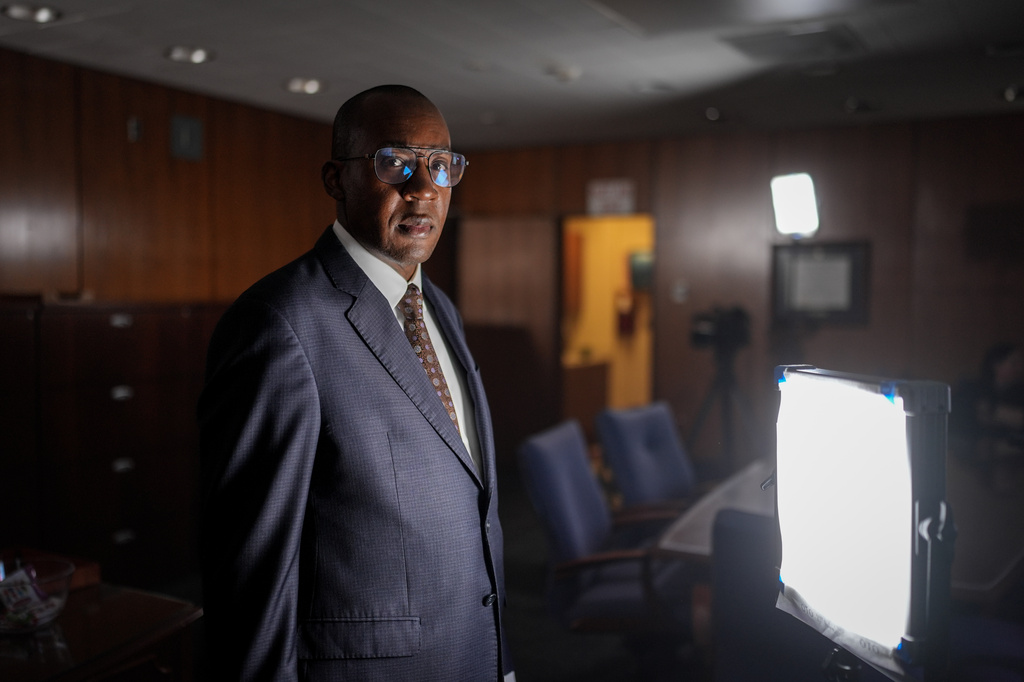 Los Angeles County medical examiner, Dr. Odey Ukpo, poses for a portrait on Tuesday, June 16, 2026, in Los Angeles. (AP Photo/Jae C. Hong)