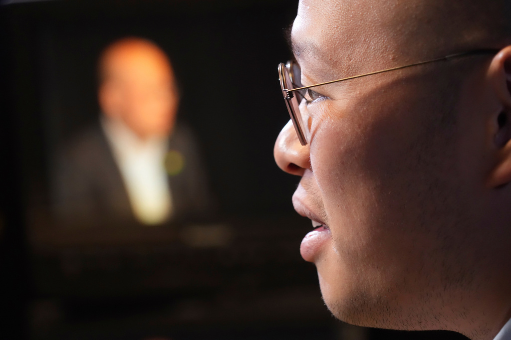 Sebastien Lai, son of Jimmy Lai, speaks during an interview with The Associated Press in New York, on April 29, 2026. (AP Photo/Emily Wang Fujiyama)