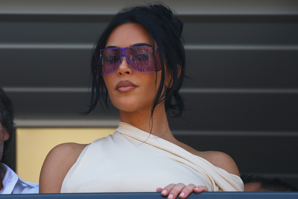 Kim Kardashian attends during the Formula One Monaco Grand Prix race at the Monaco racetrack, Sunday, June 7, 2026. (Yves Herman, Pool Photo via AP)