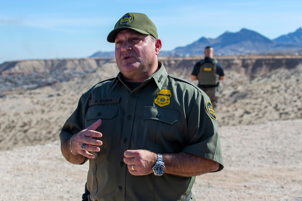FILE - Border Patrol Chief Michael Banks speaks to reporters during the visit to the US-Mexico border by Defense Secretary Pete Hegseth in Sunland Park, N.M., Feb. 3, 2025. (AP Photo/Andres Leighton, File)
