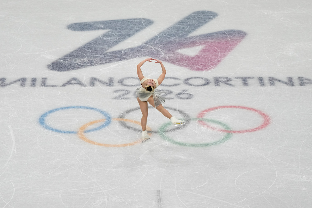 Alysa Liu of the United States competes during the figure skating women's team event at the 2026 Winter Olympics, in Milan, Italy, Friday, Feb. 6, 2026. (AP Photo/Ashley Landis)