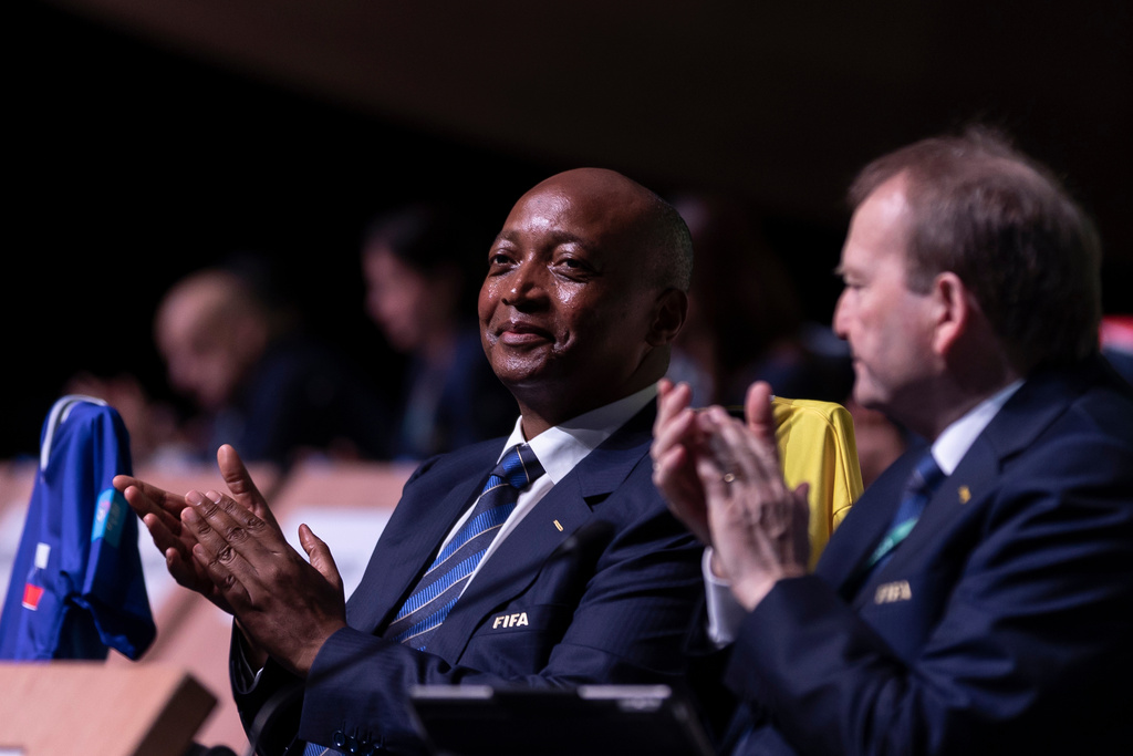 FILE - Confederation of African Football (CAF) President Patrice Motsepe claps during the 73rd FIFA Congress, in Kigali, Rwanda, March 16, 2023. (AP Photo, File)