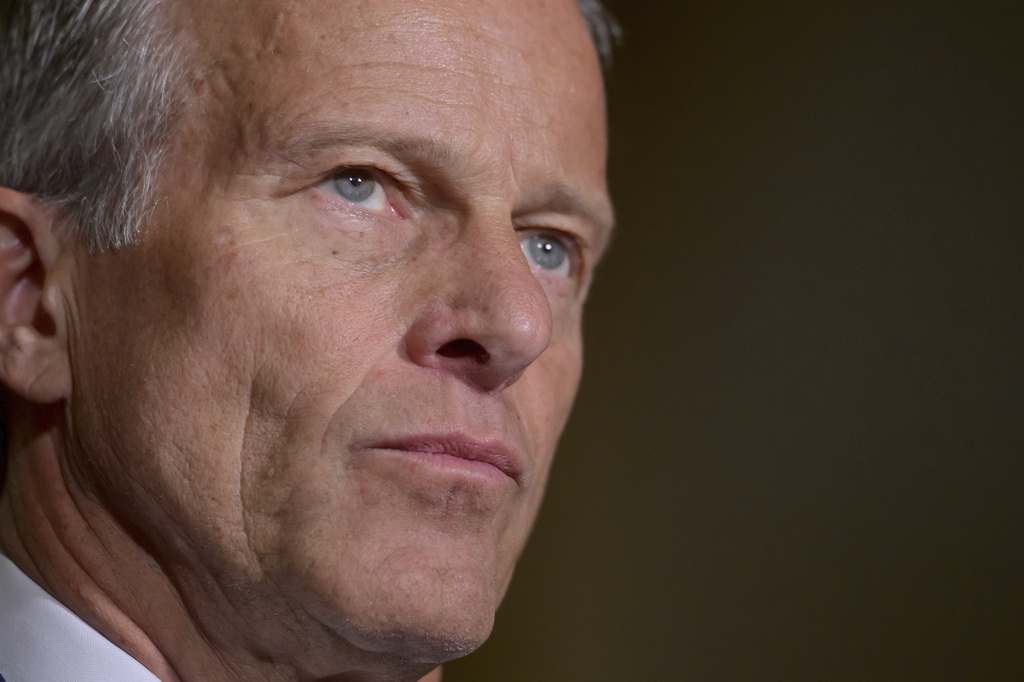 Senate Majority Leader John Thune, R-S.D., speaks during the Senate Republican policy luncheon news conference at the Capitol, Tuesday, May 19, 2026, in Washington. (AP Photo/Rod Lamkey, Jr.)