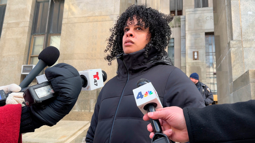 Halena Herrera speaks to reporters, Friday, Jan. 16, 2026 in New York, after the sentencing of Daniel Hyden, a drunk driver who killed four people, including her best friend, when he plowed his pickup truck into a crowd at a New York City park on July 4, 2024. (AP Photo/Michael R. Sisak)