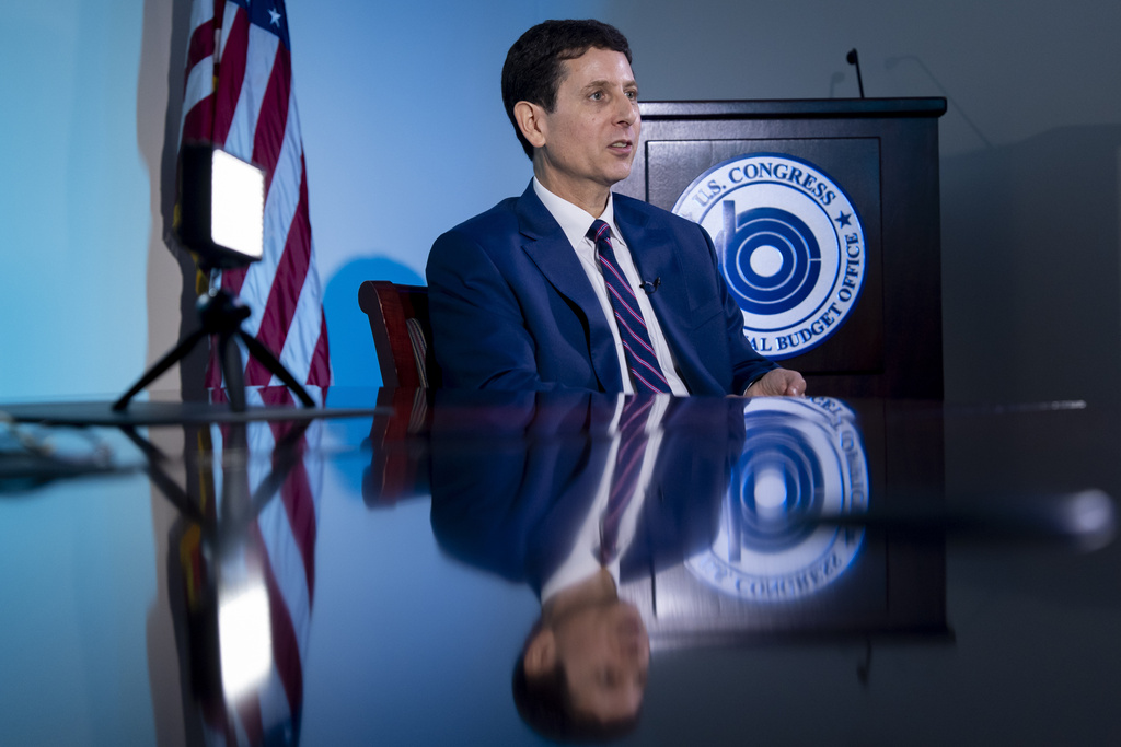 Phillip Swagel, director of the Congressional Budget Office, speaks during an interview with The Associated Press, Wednesday, Sept. 17, 2025, in Washington. (AP Photo/Alex Brandon)
