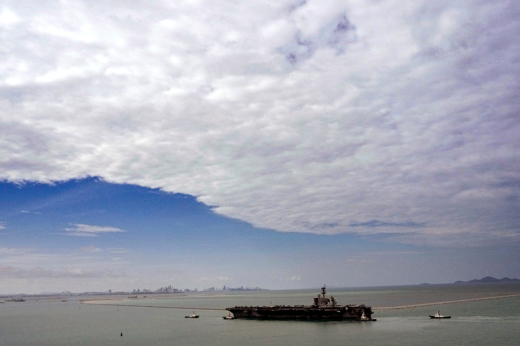 The U.S. Navy aircraft carrier USS Abraham Lincoln arrives at the port in Laem Chabang, Chonburi, Thailand, Wednesday, Sept. 2, 2026. (AP Photo/Sakchai Lalit)