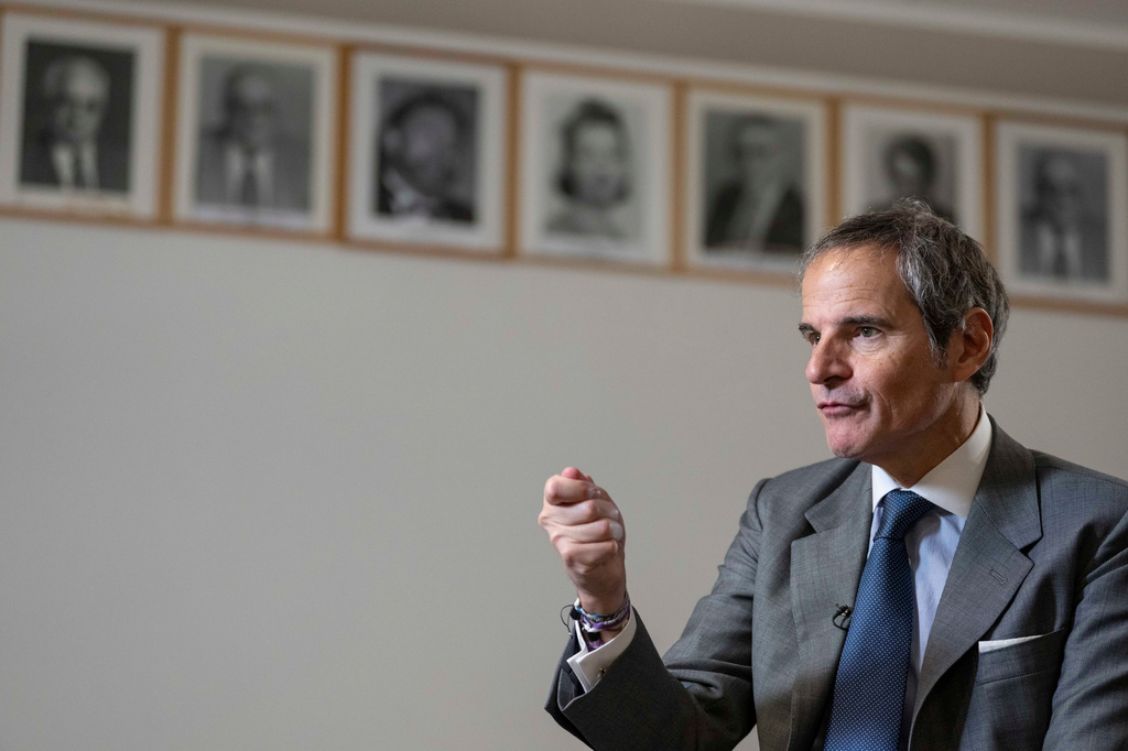 Rafael Grossi, International Atomic Energy Agency (IAEA) Director General and a candidate for United Nations Secretary-General, speaks during an interview at U.N. headquarters, Tuesday, April 28, 2026. (AP Photo/Yuki Iwamura)