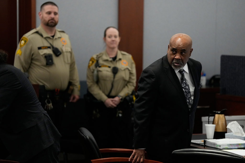 Duane "Keffe D" Davis in court for his murder trial related to the 1996 killing of rapper Tupac Shakur, at Clark County District Court Regional Justice Center in Las Vegas, on Tuesday, Aug. 18, 2026. (AP Photo/John Locher, Pool)