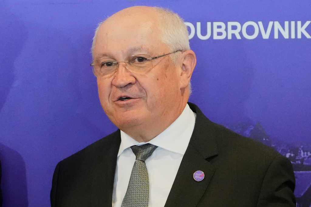 FILE - Prime Minister of Moldova Alexandru Munteanu attends the Three Seas Summit in Dubrovnik, Croatia, April 28, 2026. (AP Photo/Darko Bandic, File)
