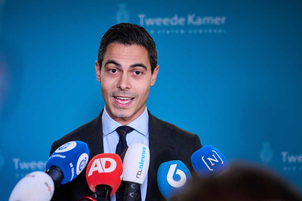 Rob Jetten, leader of the Democrats '66 (D66) in The Hague, Netherlands, Tuesday, Nov. 4, 2025. (AP Photo/Phil Nijhuis)