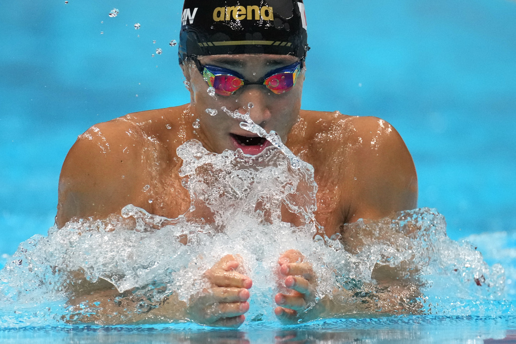 Shin Ohashi of Japan competes during the men's 200-meter breaststroke final in swimming at the Asian Games in Tokyo, Japan, Thursday, Sept. 24, 2026. (AP Photo/Hiro Komae)