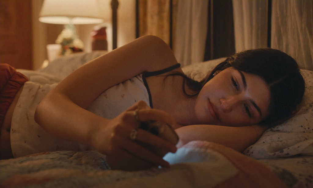 This image released by Netflix shows Sunny Sandler in a scene from "Don't Say Good Luck." (Netflix via AP)