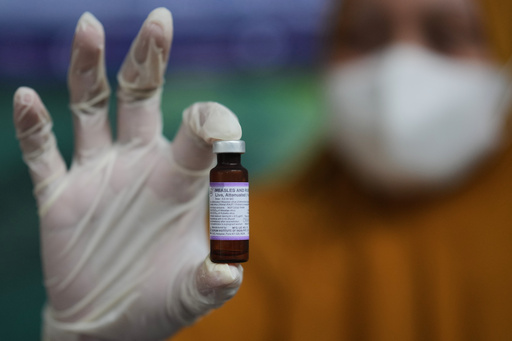 A health worker shows a vial of measles-rubella vaccine during a vaccination campaign in Sumenep on Madura Island, Indonesia, Monday, Sept. 8, 2025. (AP Photo/Dita Alangkara) A health worker shows a vial of measles-rubella vaccine during a vaccination campaign in Sumenep on Madura Island, Indonesia, Monday, Sept. 8, 2025. (AP Photo/Dita Alangkara)