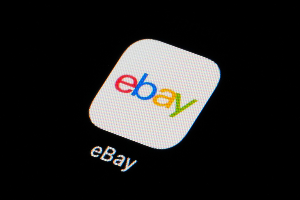 FILE - The eBay app icon is seen on a smartphone, Feb. 28, 2023, in Marple Township, Pa. (AP Photo/Matt Slocum, File)