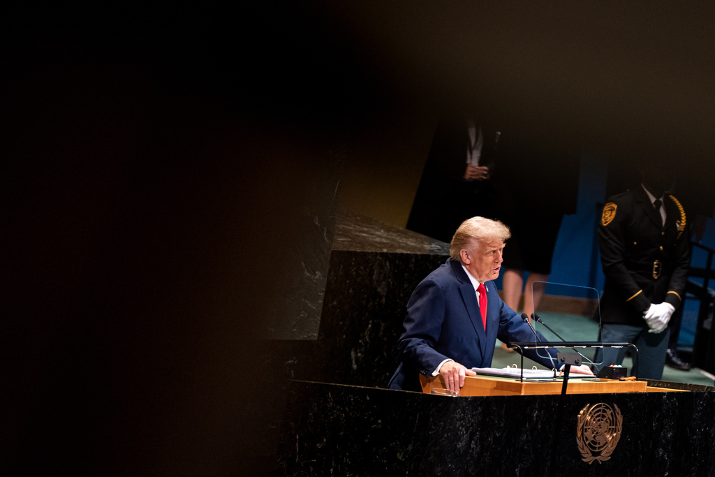 President Donald Trump addresses the 80th session of the United Nations General Assembly, Tuesday, Sept. 23, 2025, at U.N. headquarters. (AP Photo/Angelina Katsanis)