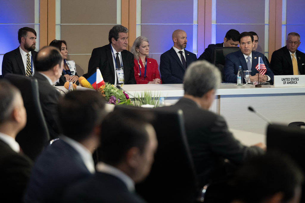 U.S. Secretary of State Marco Rubio makes an opening statement during the ASEAN Post-Ministerial Conference with U.S. on the sidelines of the Association of Southeast Asian Nations (ASEAN) Foreign Ministers' Meeting in Pasay city, Metro Manila, Philippines Wednesday, July 22, 2026. (Brendan Smialowski/Pool Photo via AP)