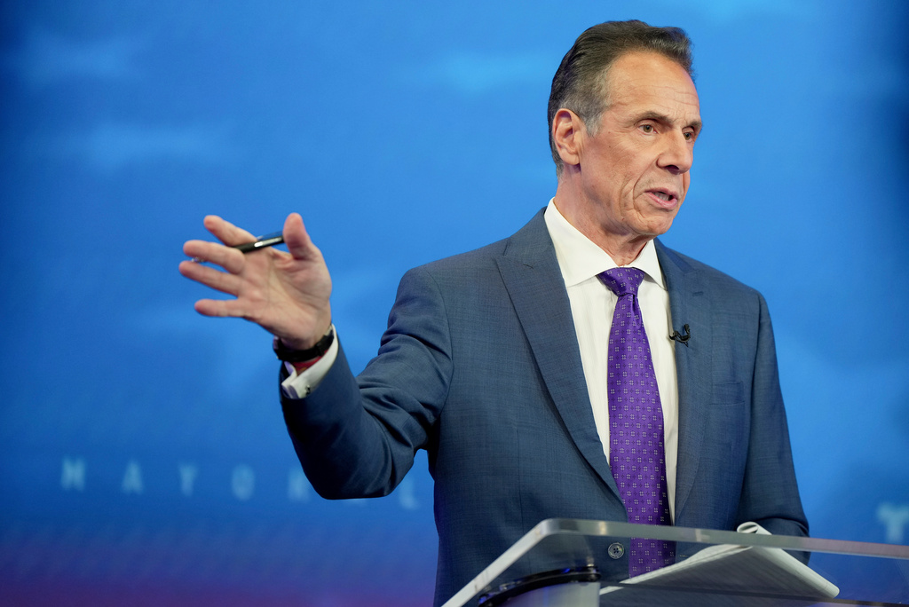 Independent candidate former New York Gov. Andrew Cuomo speaks during a mayoral debate, Thursday, Oct. 16, 2025, in New York. (AP Photo/Angelina Katsanis, Pool)