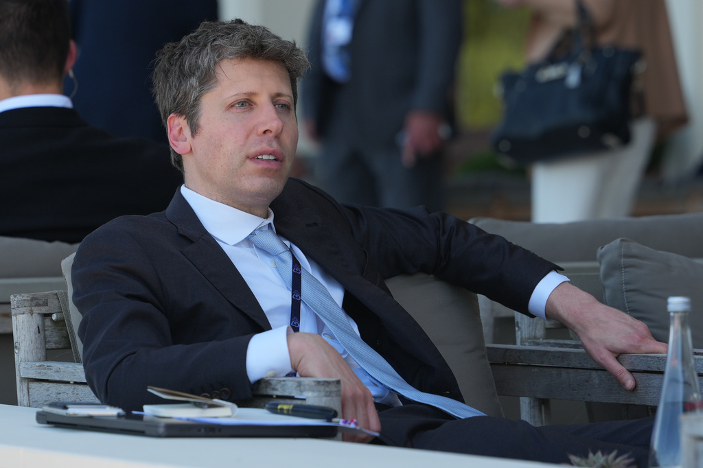 CEO of OpenAI Sam Altman talks to CEO of Google DeepMind Demis Hassabis, not seen, on the sidelines of the G7 summit, Wednesday, June 17, 2026, in Evian-les-Bains, France. (AP Photo/Julia Demaree Nikhinson)