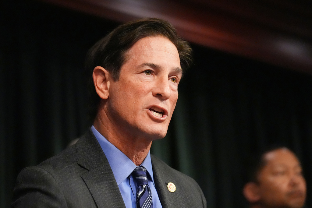 Los Angeles District Attorney Nathan Hochman announces developments about the murder case of Rob Reiner and his wife Michele Tuesday, Dec. 16, 2025, in Los Angeles. (AP Photo/Damian Dovarganes)