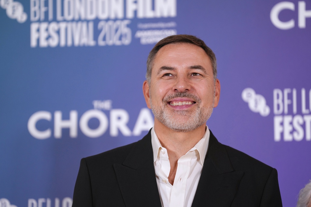 FILE - David Walliams poses for photographers upon arrival at the premiere of the film "The Choral " during the London film festival in London, Sunday, Oct. 12, 2025. (Photo by Scott A Garfitt/Invision/AP, File)
