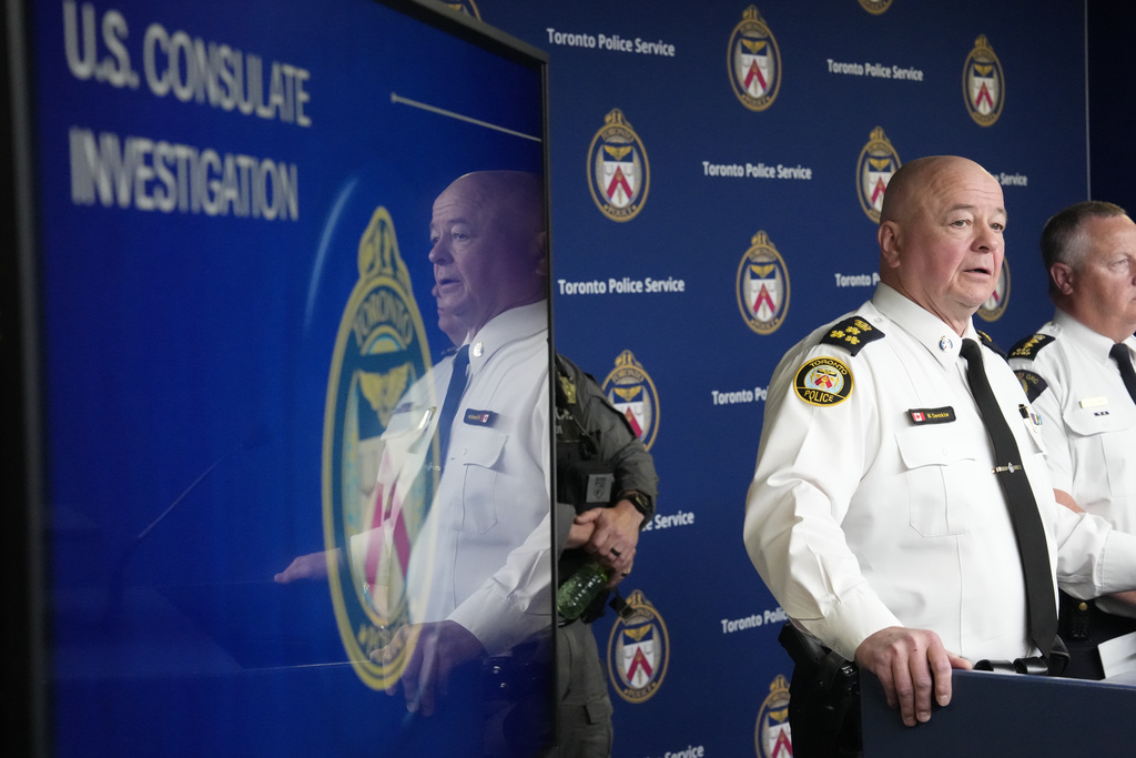 Toronto Police Chief Myron Demkiw speaks at a news conference in Toronto on Tuesday, June 16, 2026. (Frank Gunn/The Canadian Press via AP)