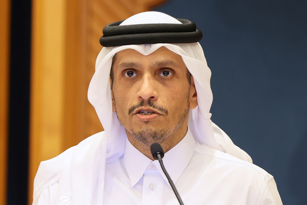 FILE - Qatar's Prime Minister Sheikh Mohammed Bin Abdulrahman Al Thani speaks at a press conference in Doha, Qatar, June 12, 2024. (Ibraheem Al Omari/AP File)